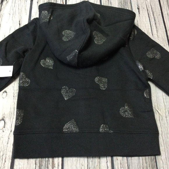 COPY - Gap Girls 2T and 3T Black Sparkle Heart Zip-up Hoodie Sweatshirt. NWT - Picture 4 of 5